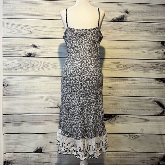 April Cornell Vintage 90s Black & White Patterned Ruffle Dress - Picture 6 of 8